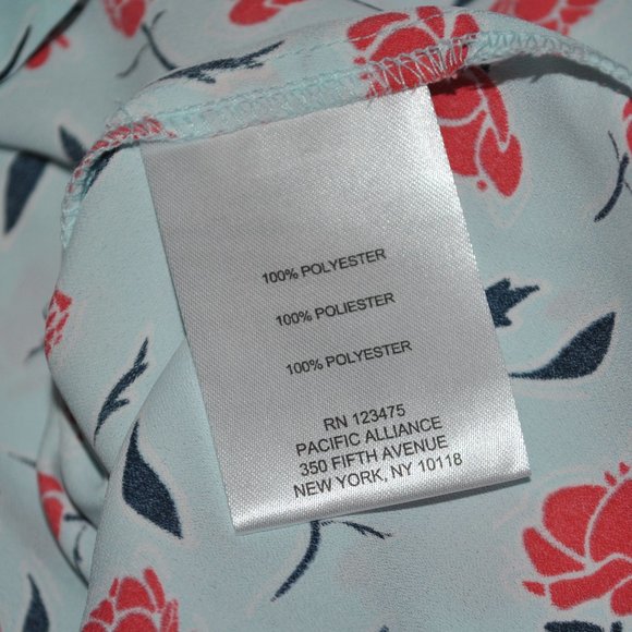 New Jones New York Sleeveless Blouse Size Large Blue & Red Poppy Floral Print - Picture 7 of 9